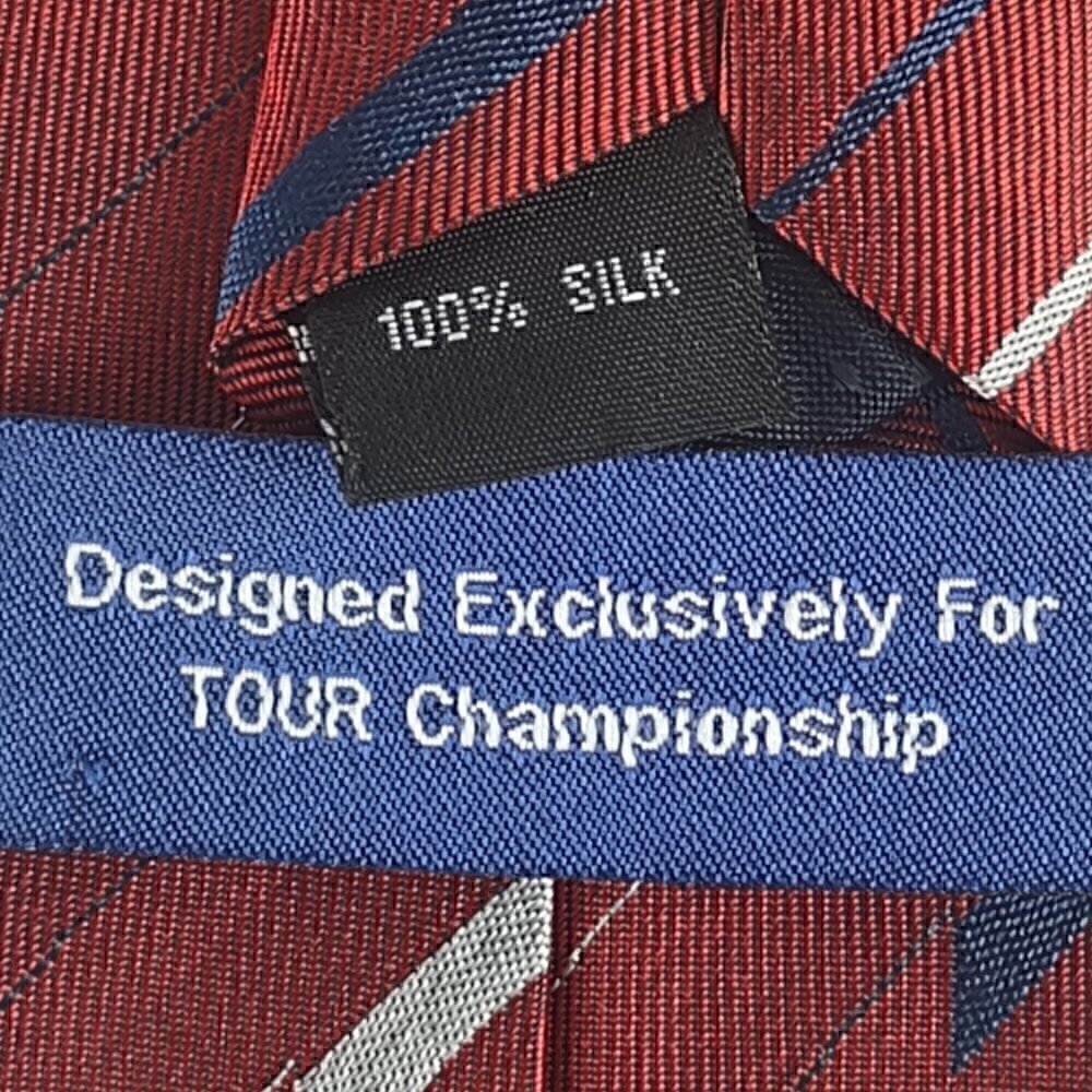PGA Tour Men's Red, Blue, Silver Striped 100% Silk Necktie - Picture 8 of 9